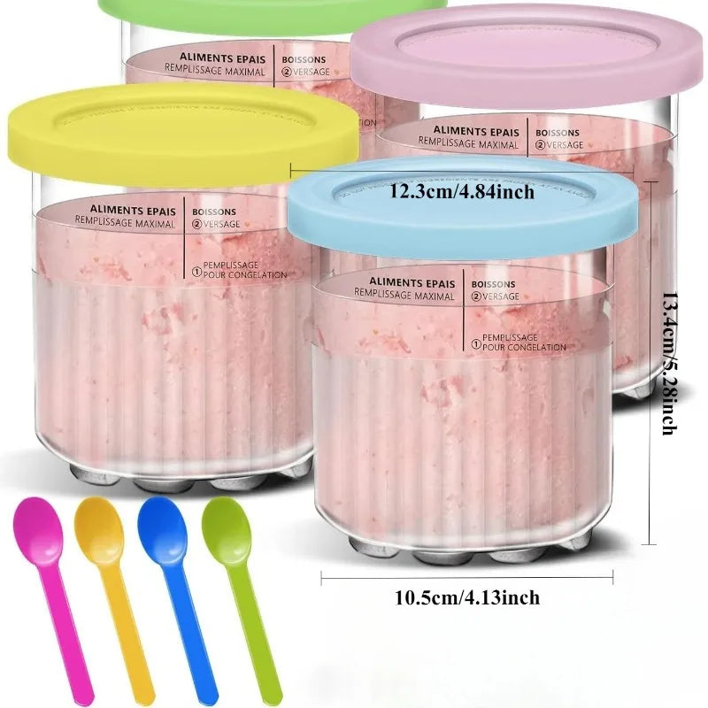 1pc/4pcs Creami Pint Container Compatible with Ninja Creami NC301/500/501/700/701 Replace Part for Ninja Swirl Ice Cream Maker